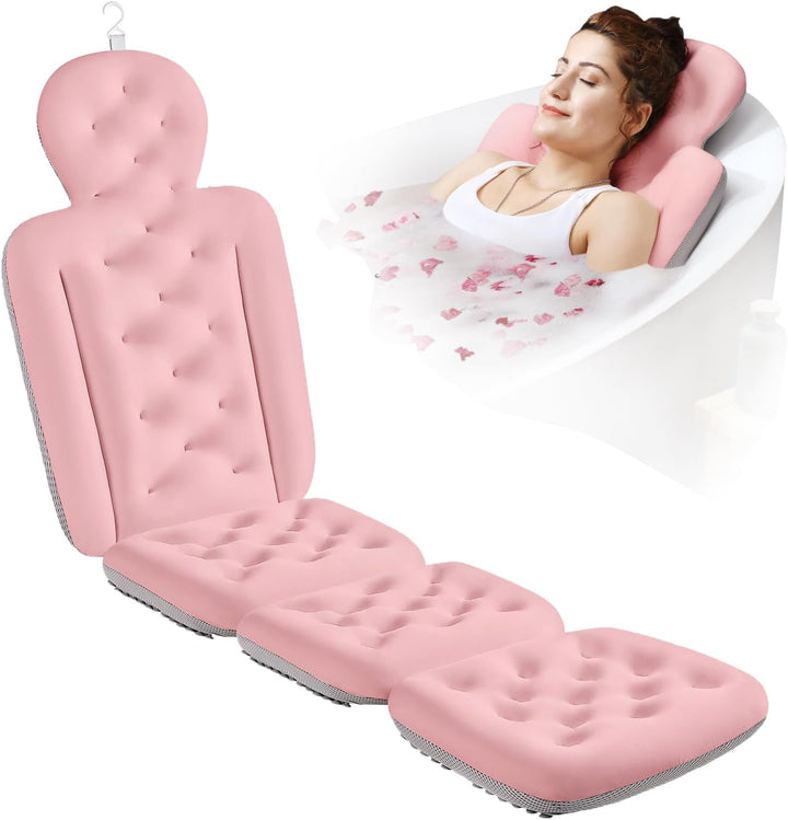 Full Body Bath Pillow for Bathtub, Thick Bathtub Cushion with Laundry Bag, Luxury Tub Pillow for Bath for Headrest Neck and Back Support White 51" X 16"
