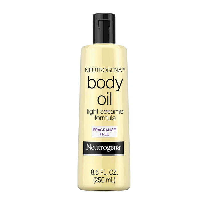 Body Oil, Light Sesame Formula, Fragrance Free, Lightweight Moisturizing Body Oil for Silky, Soft Skin, Non-Greasy Hydration, 8.5 Fl Oz Bottle, 1 Count
