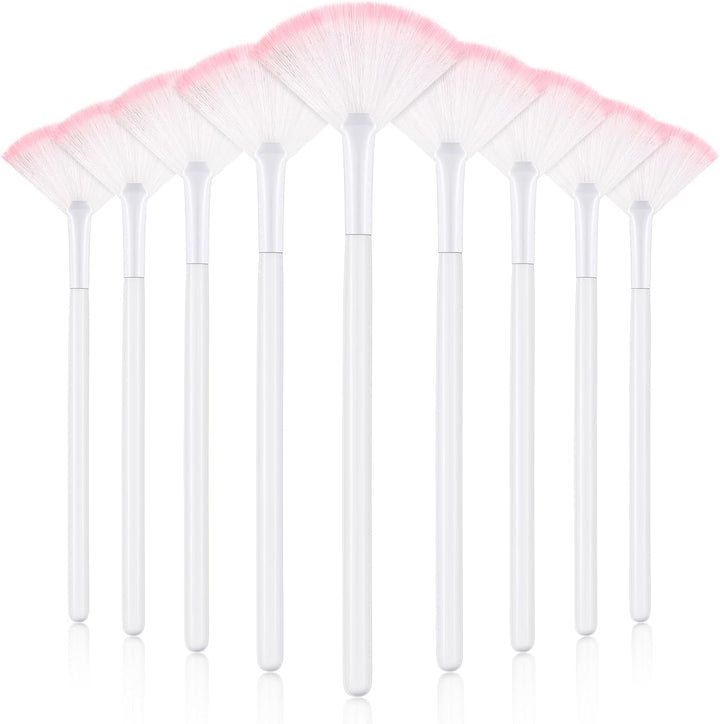 9 Pieces Facial Fan Mask Brushes, Soft Facial Applicator Brushes Tools for Peel Glycolic Makeup for Mud Cream(Champagne)