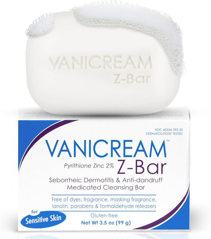 Z Bar, Seborrheic Dermatitis & Anti-Dandruff Medicated Bar, 3.5 Oz, Formulated without Common Irritants for Sensitive Skin, 2% Pyrithione Zinc Helps Relieve Itching, Redness & Flaking