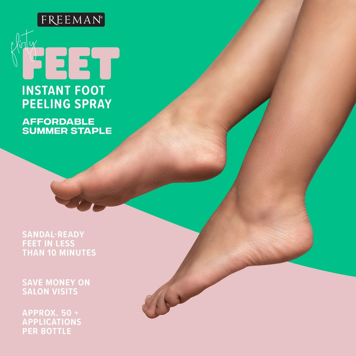 Flirty Feet Instant Foot Peeling Spray, Exfoliating Foot Mask for Summer, Moisturizing & Smooth Dry, Cracked Heels, Remove Dead Skin Quickly, Cruelty-Free & Vegan, 4 Fl.Oz./ 118 Ml Bottle