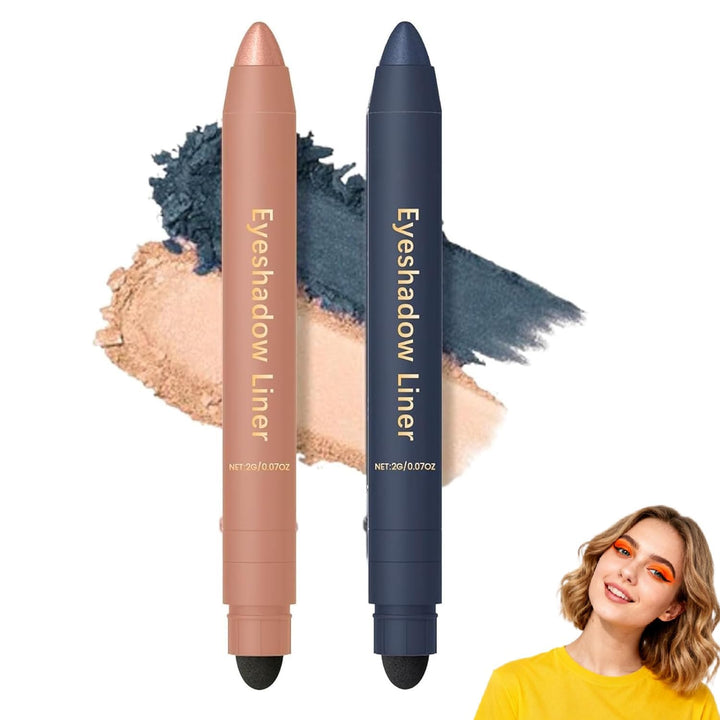 Shadow Liner Duo Plum: 2-In-1 Waterproof Eyeliner & Eyeshadow Stick, Smooth & Easy to Apply for Smoky or Natural Looks 6 Colors (2PCS-D)