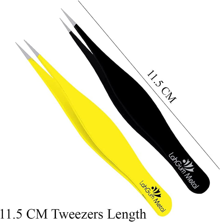 Super Sharp Pointed Tweezers Precision Fine Point Tip Ingrown Hair Removal Kit - Extra Thin Stainless Facial Hair Remover for Face
