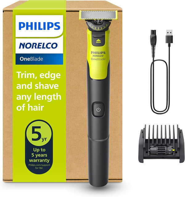 Philips Oneblade 360 with Connectivity Hybrid Face, Electric Beard Trimmer and Shaver, with 360 Blade Technology, 1X360 Blade for Face, 5In1 Adjustable Comb, Model QP4530/90