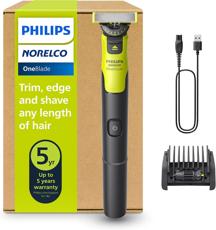 Philips Oneblade 360 with Connectivity Hybrid Face, Electric Beard Trimmer and Shaver, with 360 Blade Technology, 1X360 Blade for Face, 5In1 Adjustable Comb, Model QP4530/90