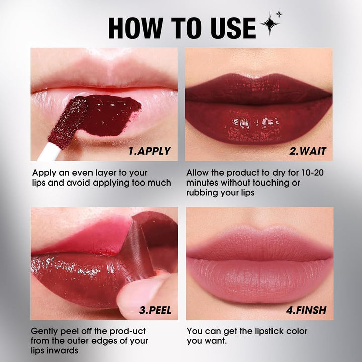 3 Colors Long-Lasting Peel off Lip Liner Set, Waterproof & Smudge-Proof Matte Lip Liners Gift Makeup for Girls (#1+2+3)