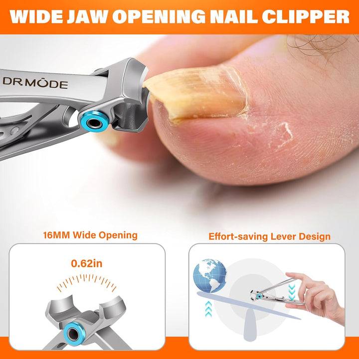 Toenail Clippers for Seniors Thick Toenails, Large Toe Nail Clippers for Men Thick Nails with Wide Opening, Sharp Heavy Duty Ingrown Toenail Clippers Nail Cutter Long Handle with Slanted Blade