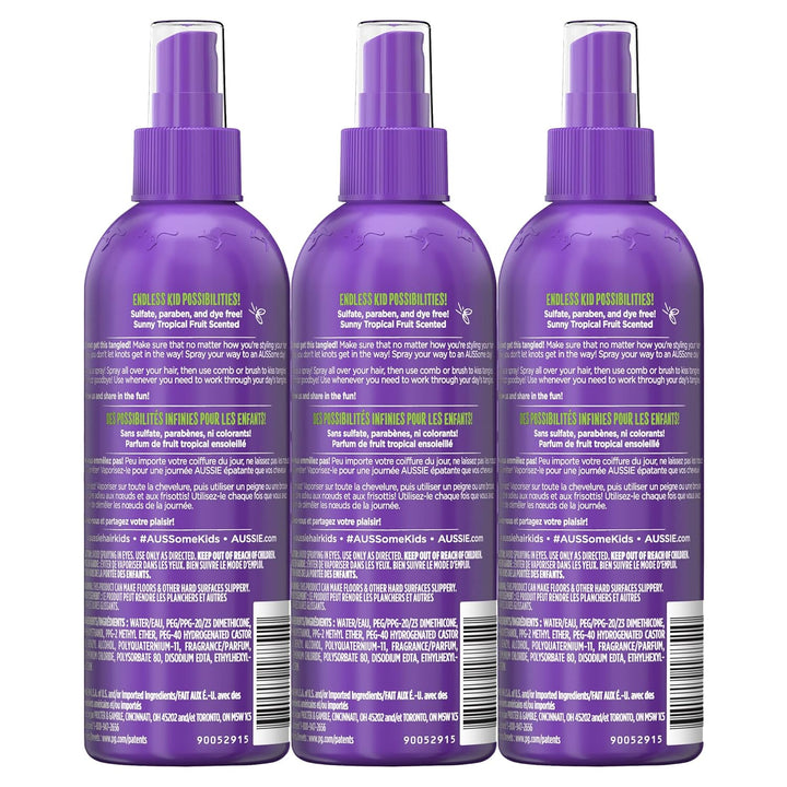 Kids Moist Detangler Spray, Sulfate & Paraben Free, Moisturizing & Tangle-Free Hair Care for Kids, Cruelty-Free, 8 Fl Oz Each, 3 Pack