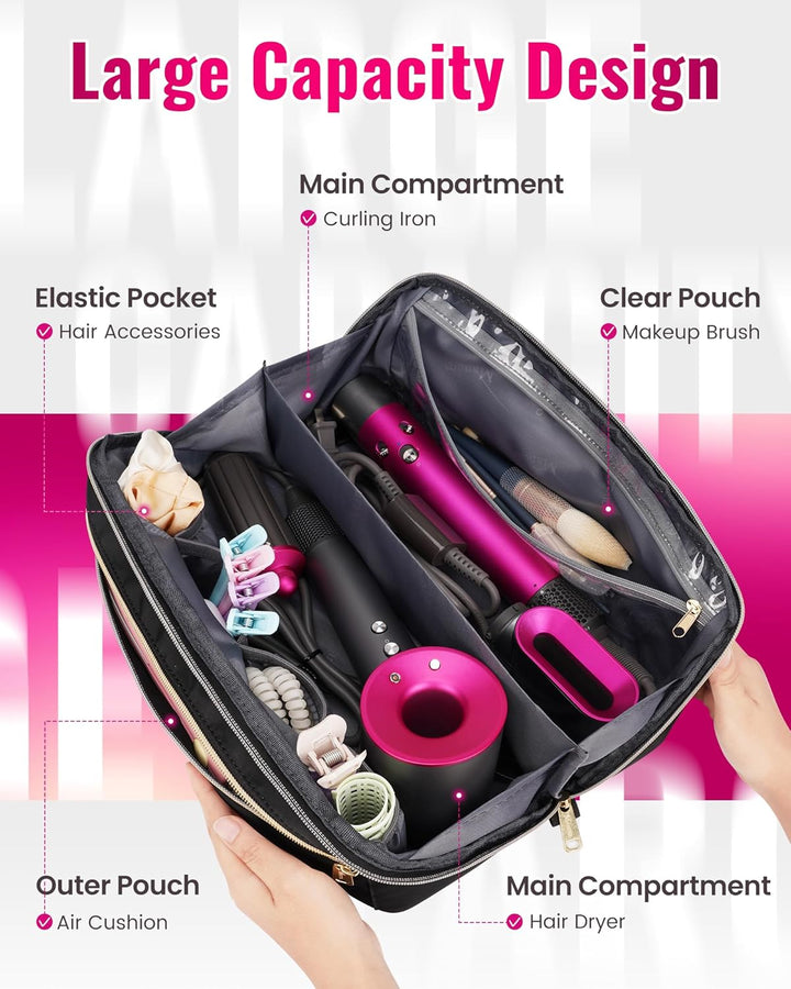 Hot Hair Tools Travel Bag with Separate Heat Resistant Mat, Large Capacity Wide-Open Pouch, Hair Accessories Organizer for Flat Irons, Straighteners, Curling Iron,Travel Essentials for Women
