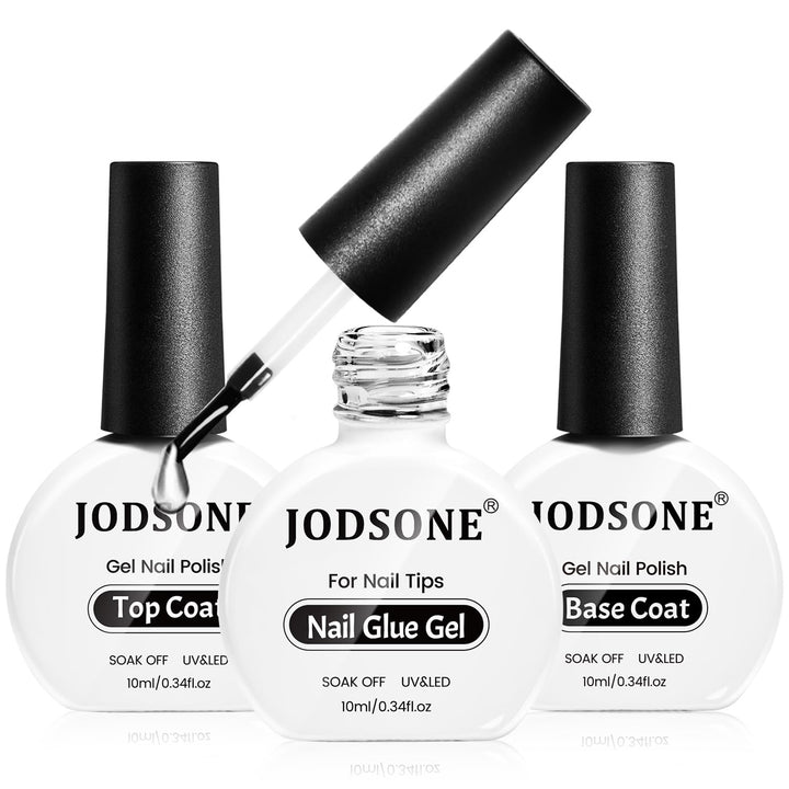 2 Bottles 10Ml of Top Coat Base Coat Gel Polish Set Bright Surface at Home DIY Nail Salon Girl Gift, Transparent