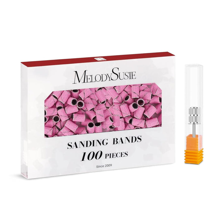 100 Pcs Nail Drill Bits Sanding Bands for Nail Drill 180 Fine Grit Nail File Sanding Bands for Acrylic Nails Gel Manicures and Pedicure