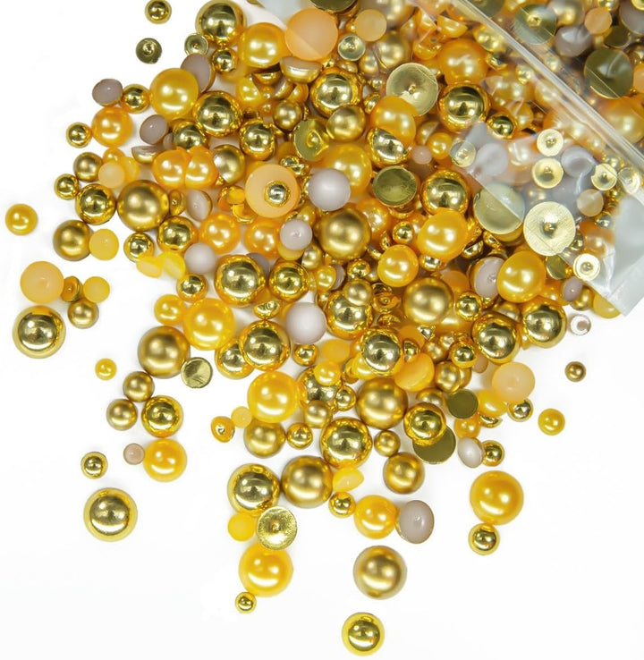 51G White Half Pearls for Crafting 4Mm 5Mm 6Mm 8Mm 10Mm Mix Sizes Pure White Flatback round Beads Charms for Nails Face Eyes Makeup Tumblers Bottles DIY Crafts Bedazzling Clothes Shoes Phones