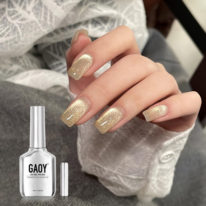 Red Cat Eye Gel Nail Polish, 16Ml Glitter Holographic Nail Polish with Magnet, Reflective Translucent UV Gel, 2907 Ruby Twilight