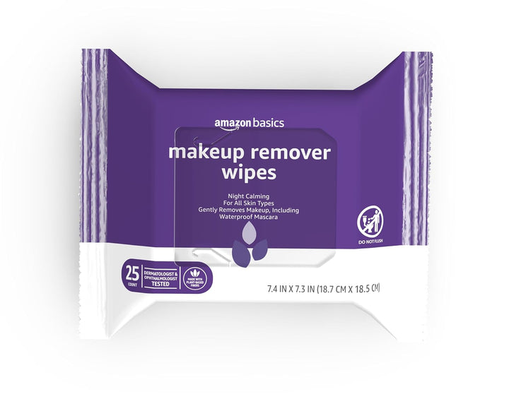 Makeup Remover Wipes, Gentle Cleansing, Dermatologist Tested, Fragrance-Free, Plant Based, Alcohol-Free, Removes Waterproof Mascara, 25 Count per Pack, Pack of 1