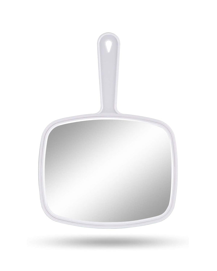 Hand Mirror Salon Barber Hairdressing Handheld Mirror with Handle (Square Pink 7.4 X 10.3 Inches)