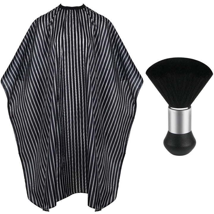 Professional Hair Cutting Cape with Neck Duster Brush, Salon Barber Cape, Hair Cutting Accessories (Black)