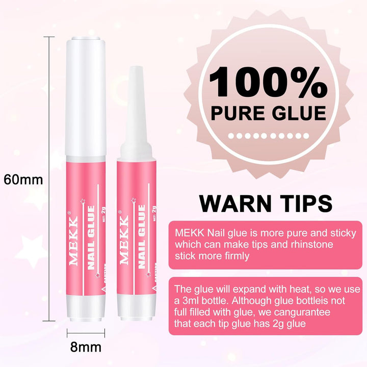 Nail Glue,Super Strong & Long-Lasting Nail Glue for Acrylic Nails,Press Ons & Nails Tips,Professional Adhesive for Nail Art Supplies,0.07Oz/Pcs (12PCS)