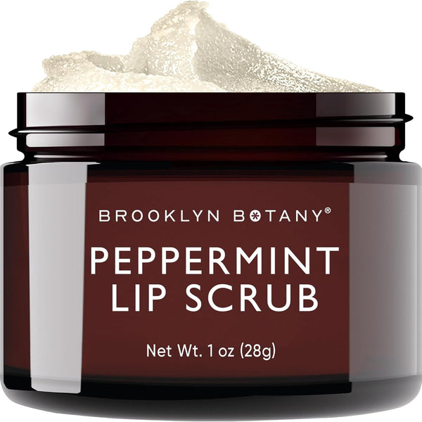Lip Scrub Exfoliator 1 Oz – Lip Moisturizer for Dry Lips and Chapped Lips – Gentle Lip Exfoliator for Smooth and Brighter Lips – Peppermint Flavor
