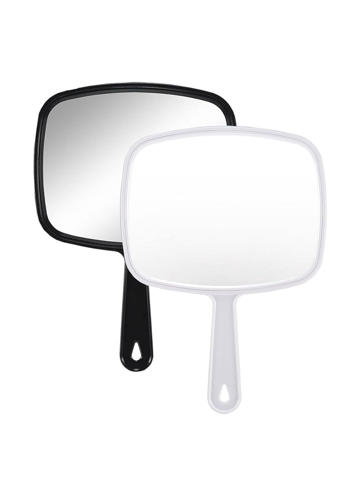 Hand Mirror Salon Barber Hairdressing Handheld Mirror with Handle (Square Pink 7.4 X 10.3 Inches)