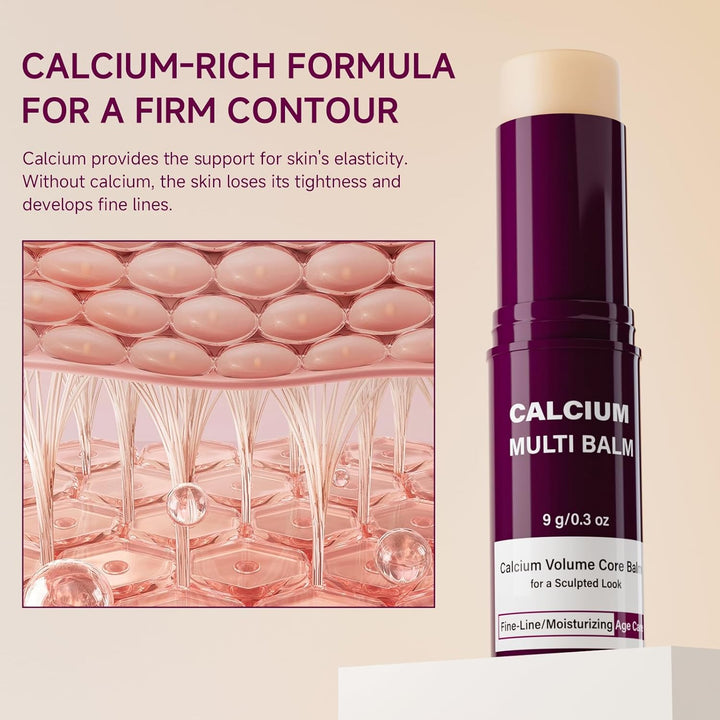 Cemenrete Calcium Multi Balm, Cemenrete Eye Stick, 2Pc Collagen All-In-One Moisturing Multi Stick for Face Eye Neck Hydrating Make up Base Mist Moisture Balm