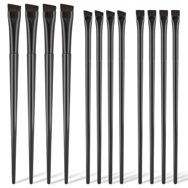 12 Pack Angled Eyeliner Brush Set Eyebrow Brushes, Flat Eyebrow Tint Brush, Ultra Thin Makeup Brush, Fine Slanted Eyebrow Brush Applicator, Eye Makeup Brush Applicator