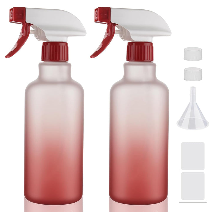 Plastic Spray Bottles Empty Spray Bottle 16.9Oz/500Ml 2 Pack Heavy Duty Spraying Bottles Mist/Stream Water Bottle for Cleaning Solutions, Essential Oils, Hair (Clear)