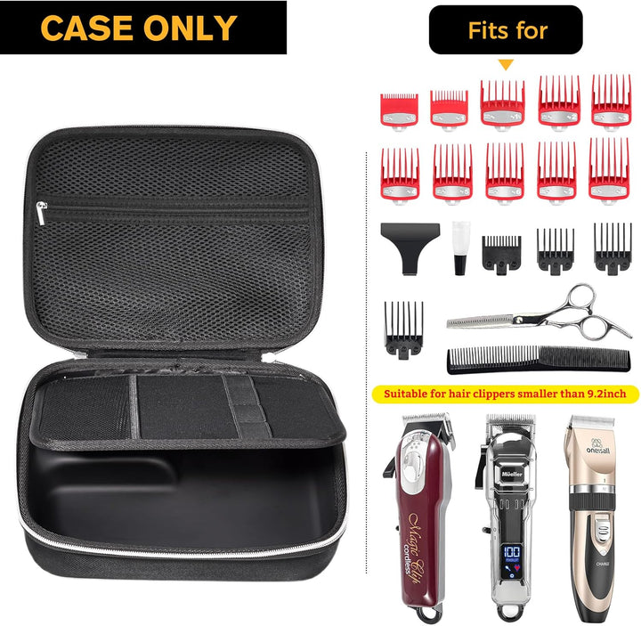 Barber Case with Washable Oilproof Inner Casing, Hard Travel Carrying Bag for Hair Clippers, Hair Cutting Supplies Holder, Trimmer Organizer Storage for Men Razor Guard Grooming Kits -Black