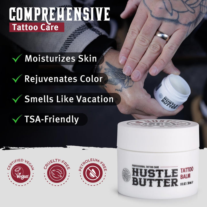 – Tattoo Butter for Before, During, and after the Tattoo Process – Lubricates and Moisturizes – 100% Vegan Replacement for Petroleum-Based Products – 1 Oz