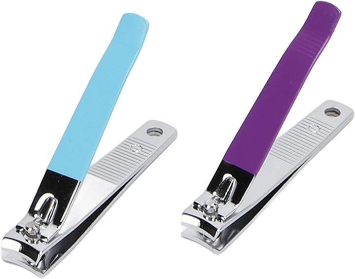 Professional Stainless Steel Cuticle Trimmer Nippers Set with Cuticle Pusher, Nail Care Tool Ideal for Home and Salon Use, Blue Purple