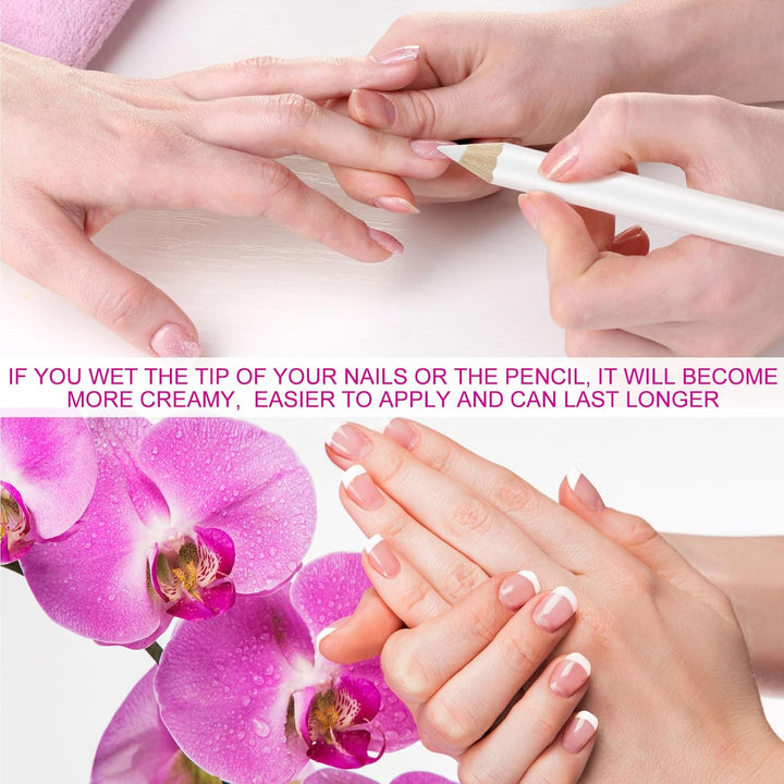 2 Pieces White Nail Pencil and Pencil Sharpener Set, 2 In1 Nail Whitening under French Fingernail with Cuticle Pusher and Handheld Sharpener for DIY Art Manicure Supplies
