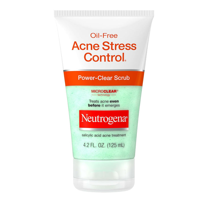 Oil-Free Acne Stress Control Power-Clear Scrub, 2% Salicylic Acid for Acne-Prone Skin, Exfoliating Daily Facial Scrub, 4.2 Fl. Oz