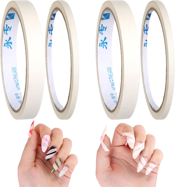 White Nail Tape, 4 Rolls Nail Tape for Art Striping Tapes White Tips Guide Tapes French Nails Self Adhesive Nailes Sticker Nails French Patch Taped for Polish DIY Design Tool(Width 5Mm/12Mm)