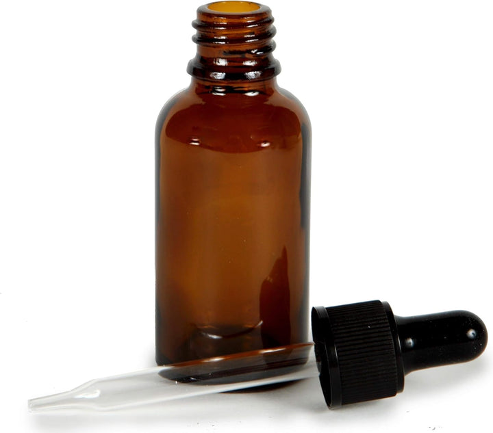 , Amber, 4 Oz Glass Bottles, with Glass Eye Droppers - 2 Pack