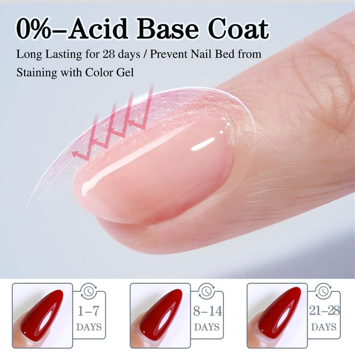 2 Pcs 15ML No Wipe Gel Top Coat and Base Coat Set Clear Glossy Gel Polish Kit Soak off LED (Base and Top Coat)