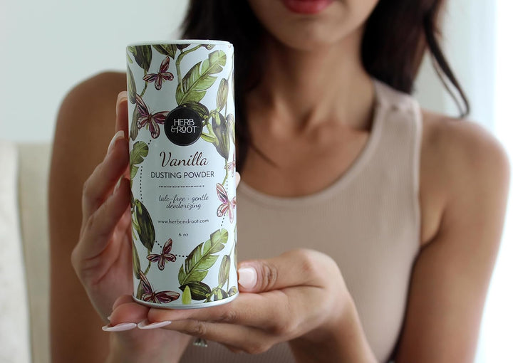 Vanilla Talc-Free Dusting Powder with Arrowroot, Oats, Zinc & Magnesium - Soothing Body Powder for Women, Chafing & Deodorizing, Baby Powder Alternative, Foot & Shoe Freshener