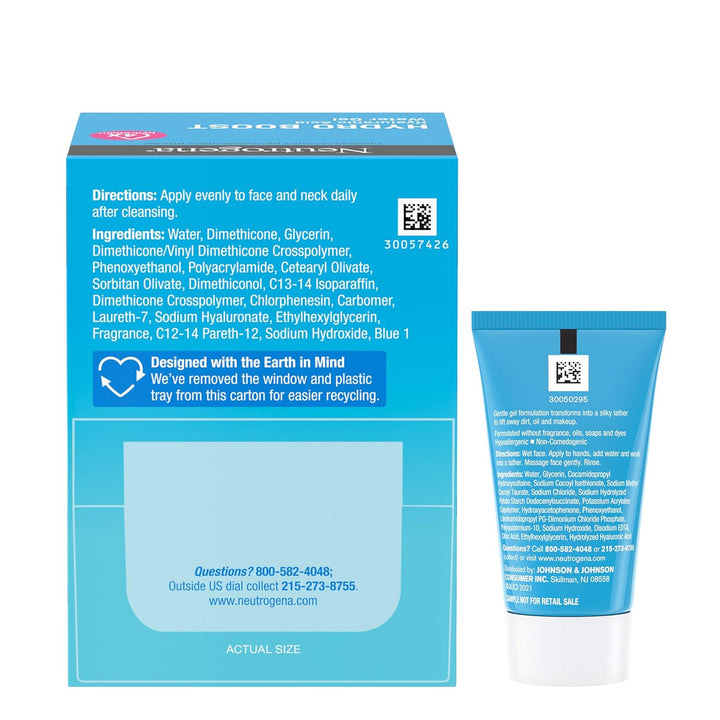 Hydro Boost Water Gel, Hyaluronic Acid Facial Moisturizer for Normal to Oily Skin, Hydrating Face Moisturizer, 1.7 Fl. Oz + Trial Size Hydro Boost Facial Cleanser, 0.5 Fl. Oz