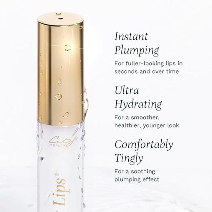 City Lips Clear - Plumping Lip Gloss - Hydrate & Volumize - High Shine Lip Plumper - Hyaluronic Acid & Peptides Visibly Smooth Lip Wrinkles - Cruelty-Free