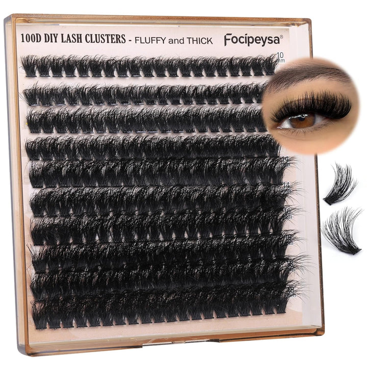 Lash Extension Kit Thick Eyelash Extension Kit 10-18Mm Fluffy Lash Clusters 200D Individual Eyelashes Kit with Lash Bond, Lash Remover, Lash Applicator, DIY Lashes Extension
