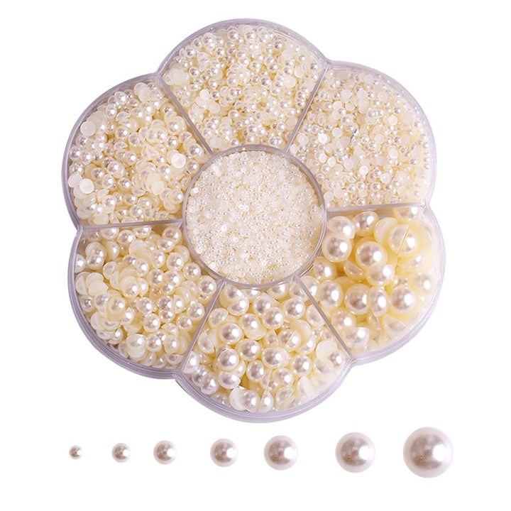5800 Pcs Half Pearls for Crafts, Flatback Pearls for Artwork Making, DIY Rhinestones Accessory Nail Art, Face Gems Jewels Flat Back Craft Pearls - White