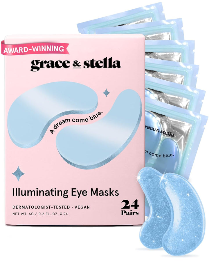 Award Winning under Eye Mask - Travel Essentials - Birthday Gifts for Women - Gel Eye Patches for Dark Circles, Puffy Eyes, Wrinkles, Undereye Bags - Vegan Self Care (48 Pairs, Gold)