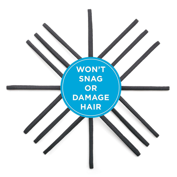 Women'S Ouchless Thin Hair Flat Narrow Headwrap, Black, 6 Count