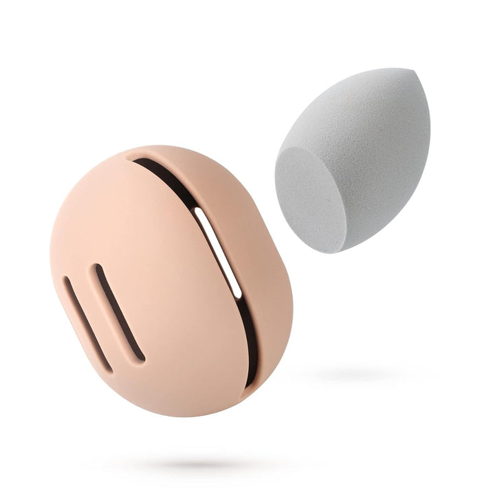 Makeup Sponge Holder – Shatterproof Eco-Friendly Silicone Beauty Make up Blender Case for Travel - Khaki