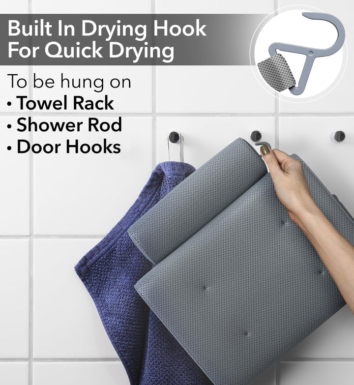 Luxury Bath Pillows for Tub with Head and Neck Support - Non-Slip Bathtub Pillow with Suction Cups, Quick-Drying Mesh & Drying Hook - Jacuzzi & Spa Accessories for Women - Gray