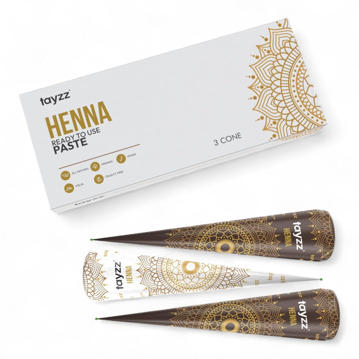100% Natural Henna Paste Hair Dye Cones Reddish Brown Color Great for Spot Hair Coloring, Long-Lasting and Cruelty-Free (Reddish Brown, 3 Pack)