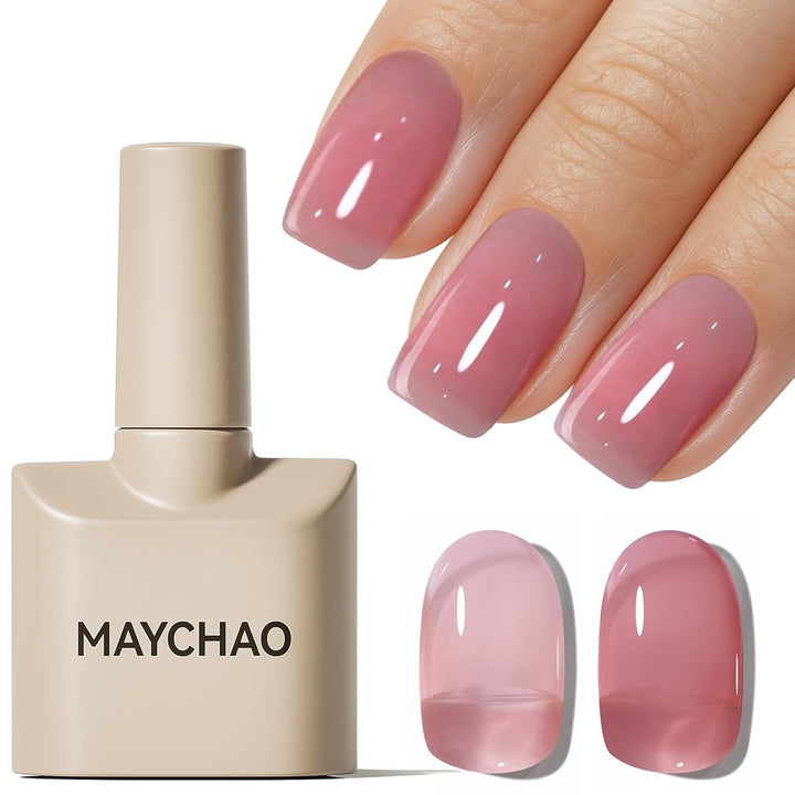 15ML Jelly Sheer Tortoise Gel Nail Polish 1Pc Transparent Hot Cocoa Amber Gel Polish Soak off UV LED Translucent Nail Polish Nail Art Starter Manicure Salon DIY at Home, 0.5 OZ