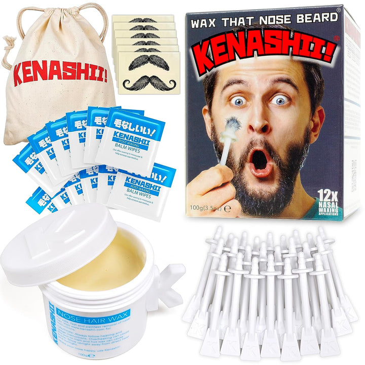 Nose Wax Kit | 100 G Wax, 24 Applicators | Hair Removal Kit for Men and Women | Includes Balm Wipes and Mustache Guards | Lasts up to 5 Weeks