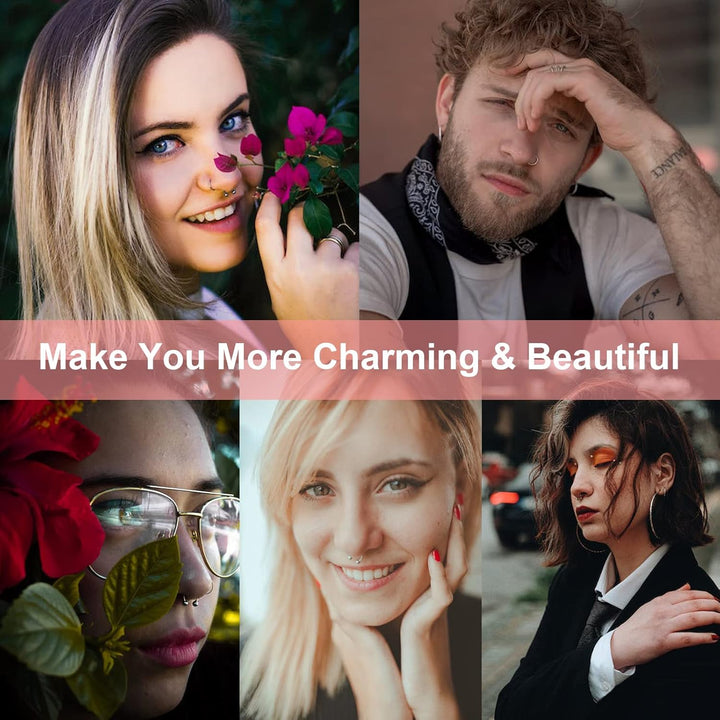 Nose Piercing Gun Kit -  18Pcs Self Nose Piercing Kit Including 6Pcs Disposable Nose Piercing Gun with 6Pcs Built-In Nose Studs and 6Pcs Clean Tools for Ear Cartilage Tragus Helix Piercing Kit