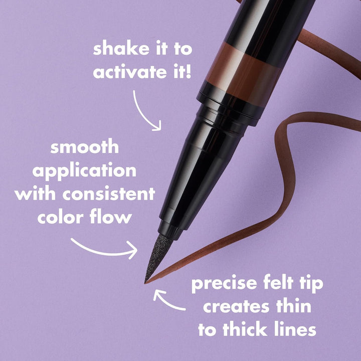 H2O Proof Eyeliner Pen, Felt Tip, Waterproof, Long-Lasting, High-Pigmented Liner for Bold Looks, Vegan & Cruelty-Free, Jet Black. 0.02 Fl Oz