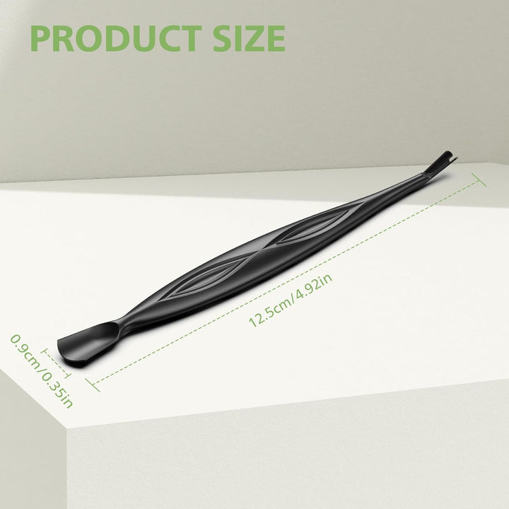 2-In-1 Cuticle Pusher & Trimmer with Fork – Professional Stainless Steel Nail Cuticle Remover Tool for Pain-Free Manicure & Pedicure – Durable Metal Cuticle Nippers and Scraper, Black