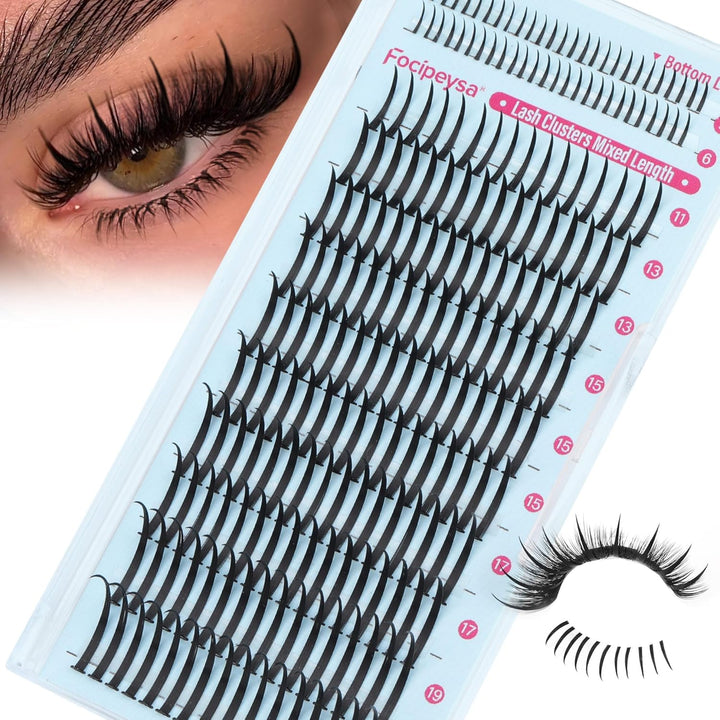 Lash Extension Kit Thick Eyelash Extension Kit 10-18Mm Fluffy Lash Clusters 200D Individual Eyelashes Kit with Lash Bond, Lash Remover, Lash Applicator, DIY Lashes Extension